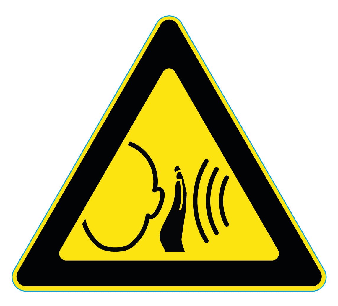 Waarschuwingssticker plots hard geluid, ISO 7010 W038, 20 cm