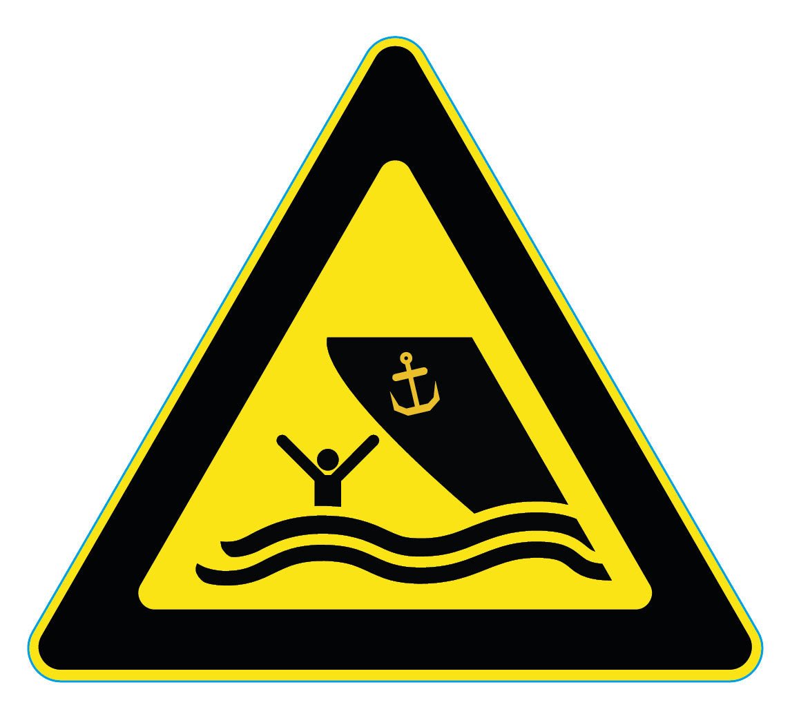 Waarschuwingssticker vaargebied, ISO 7010 W058, 20 cm