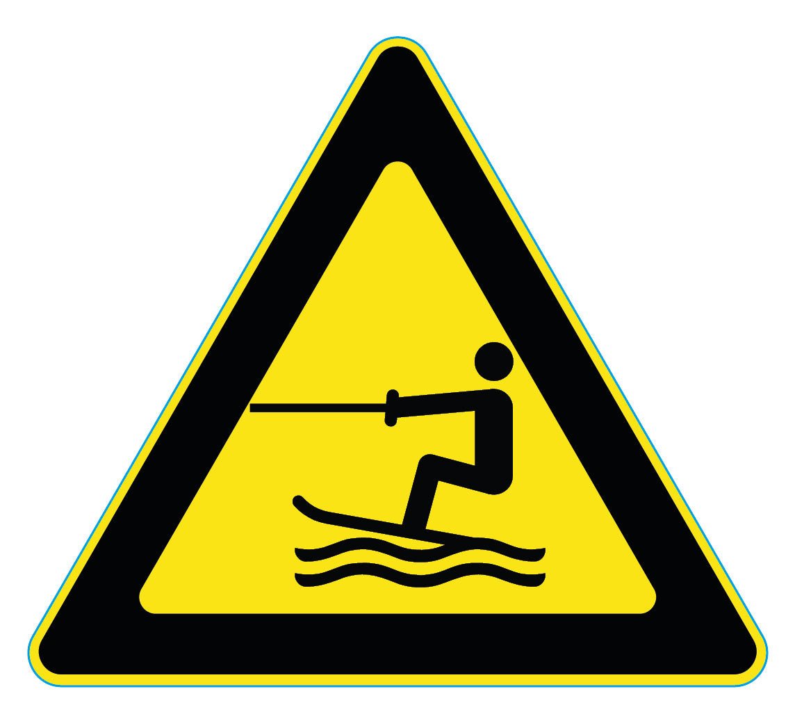 Waarschuwingssticker voortgetrokken wateractiviteiten, ISO 7010 W045, 20 cm