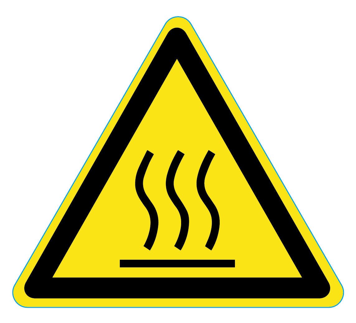 Waarschuwingssticker warm oppervlak, ISO 7010 W017, 20 cm