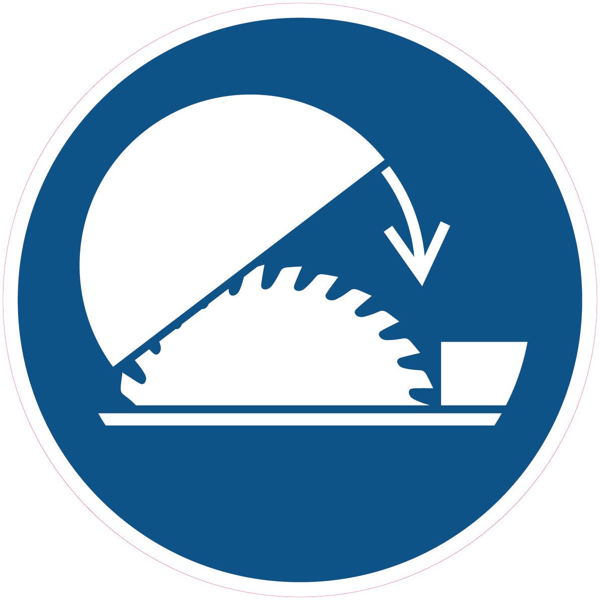 Gebodssticker zaagblad sluiten, ISO 7010 M031