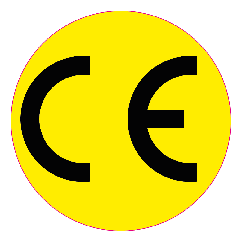 Zwart/Geel 100expl. 3cm Rond CE met sticker Vinyl 25 op vel - Ricard Pictogram stickers -