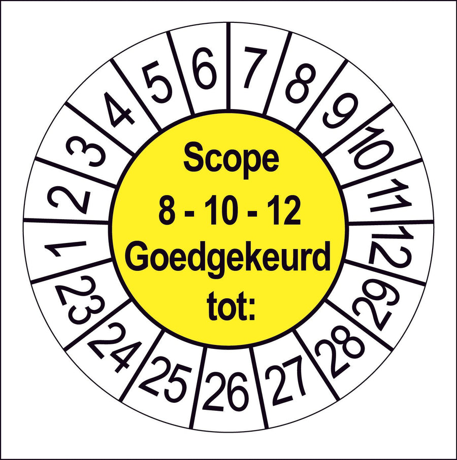 Keuringssticker Scope 8, 10 en 12 - SCIOS-inspecties