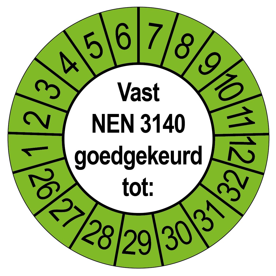 keuringsstickers vast nen 3140 Goedgekeurd 35 mm rond