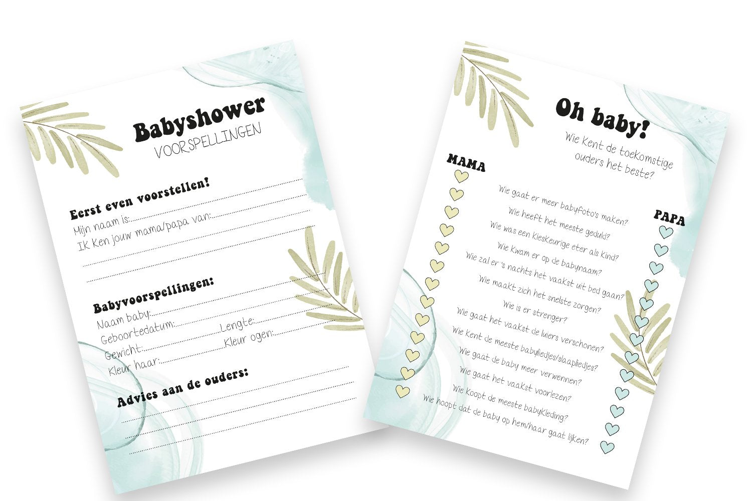 Babyshower Quiz Kaarten | A5 Formaat | Dik Karton | Schrijfplezier - Ricard Pictogram stickers