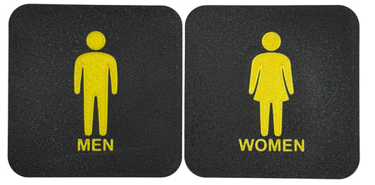 Toilet / WC bordjes met een man en een vrouw erop.