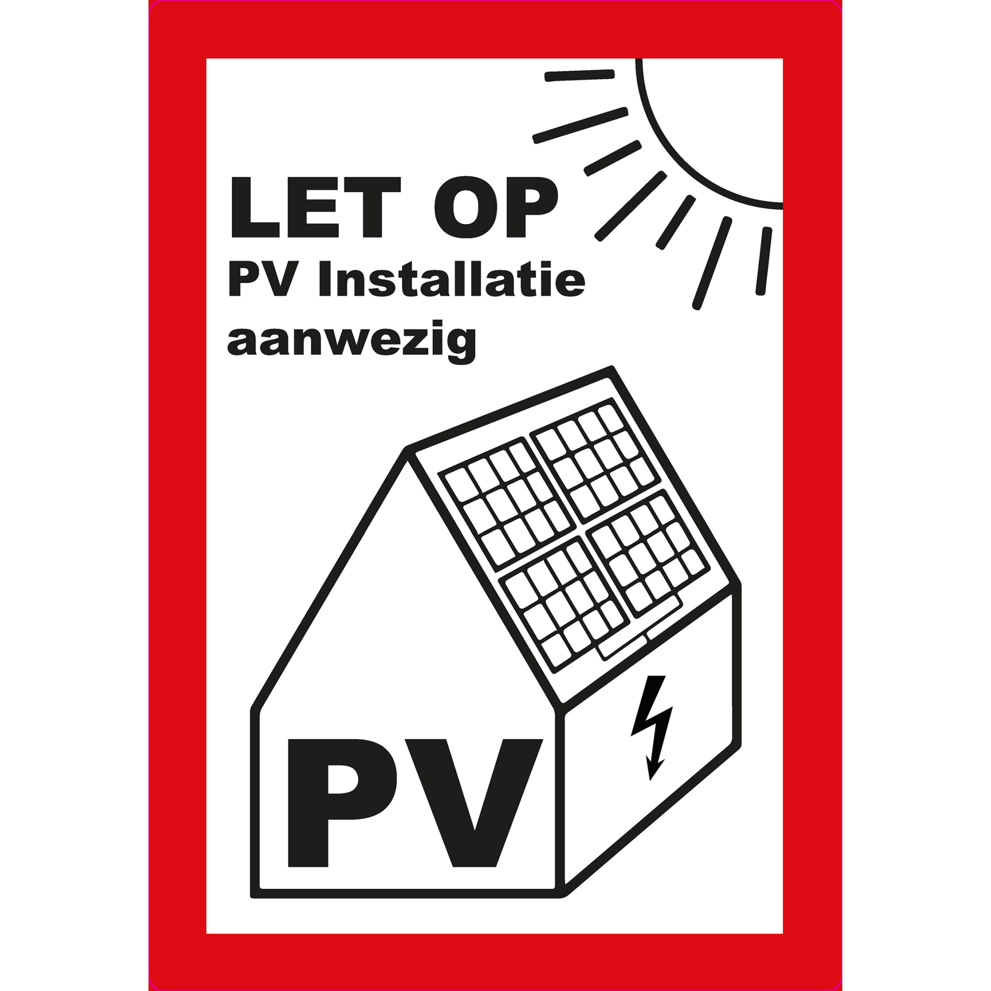 15 stuks 100x70 mm PV Sticker NEN1010 - LET OP: PV installatie aanwezig - Ricard Pictogram stickers -