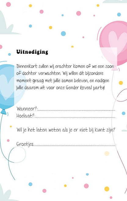 16 x Gender Reveal uitnodiging feest - Babyshower - kaarten met enveloppen - Ricard Pictogram stickers -