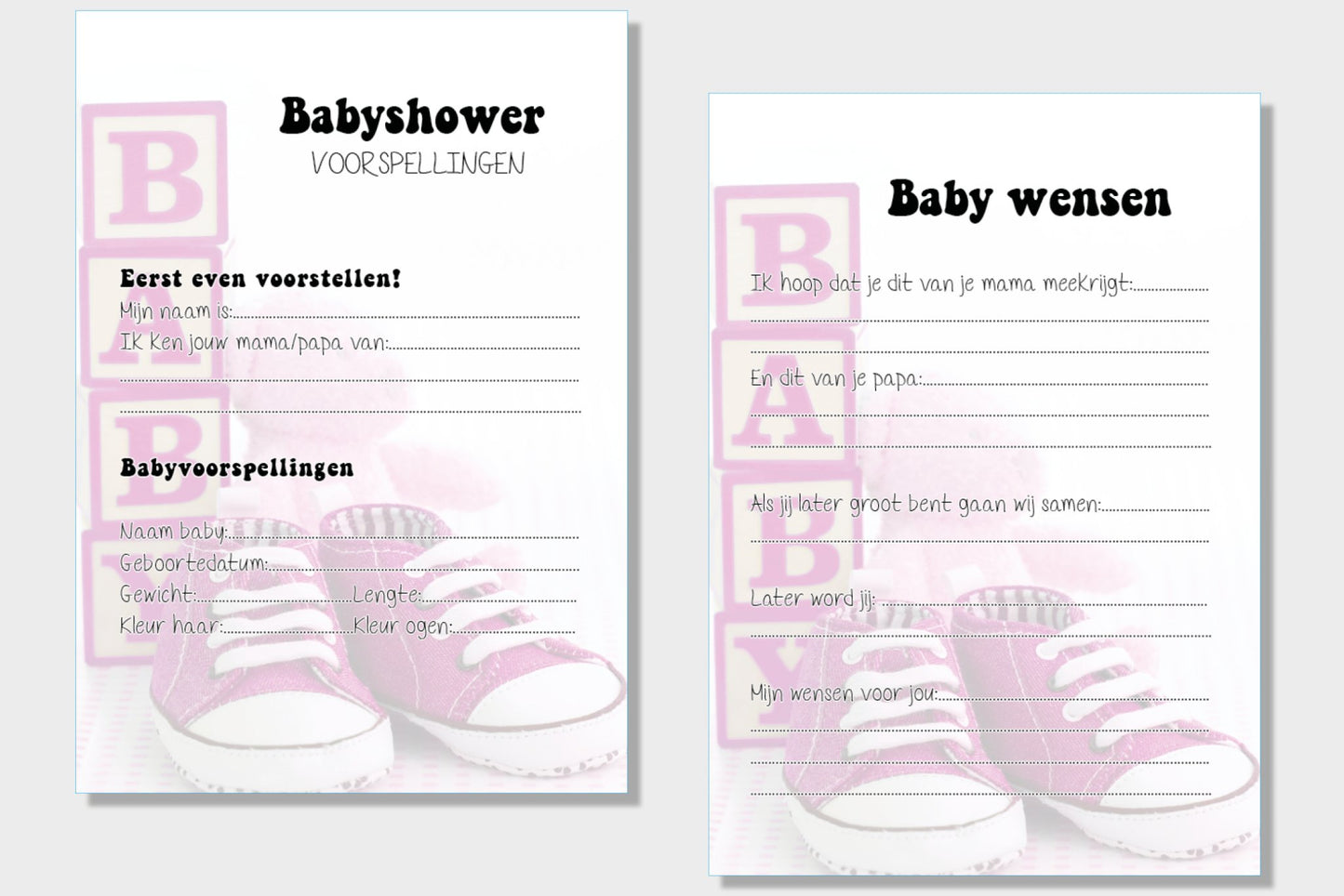 20x leuke babyshower invulkaarten (A5 formaat) babyshower 3 - Ricard