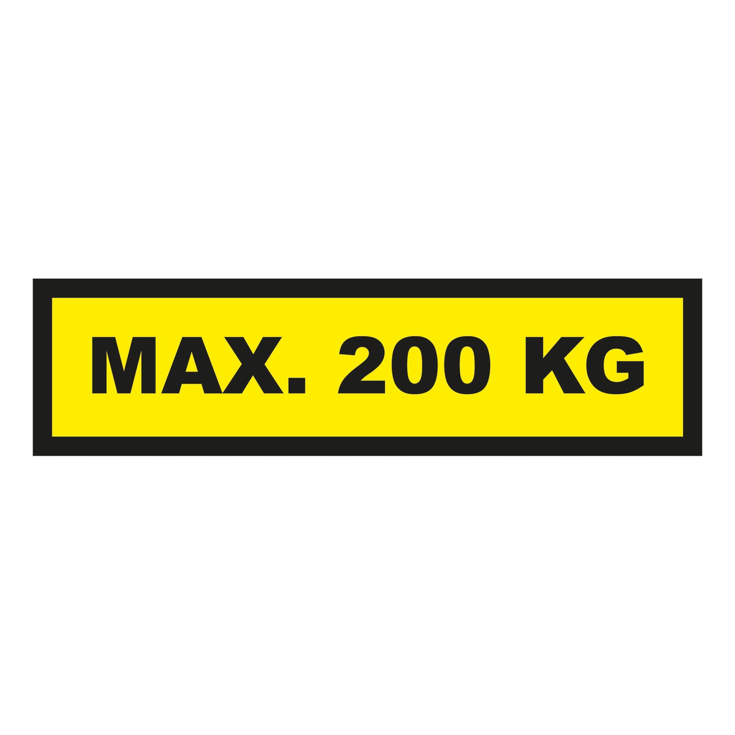Waarschuwingssticker max. 200 kg 200x50mm - geel/zwart - Ricard