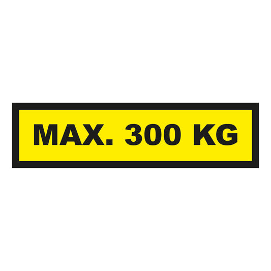 Waarschuwingssticker max. 300 kg 300x75mm - geel/zwart - Ricard