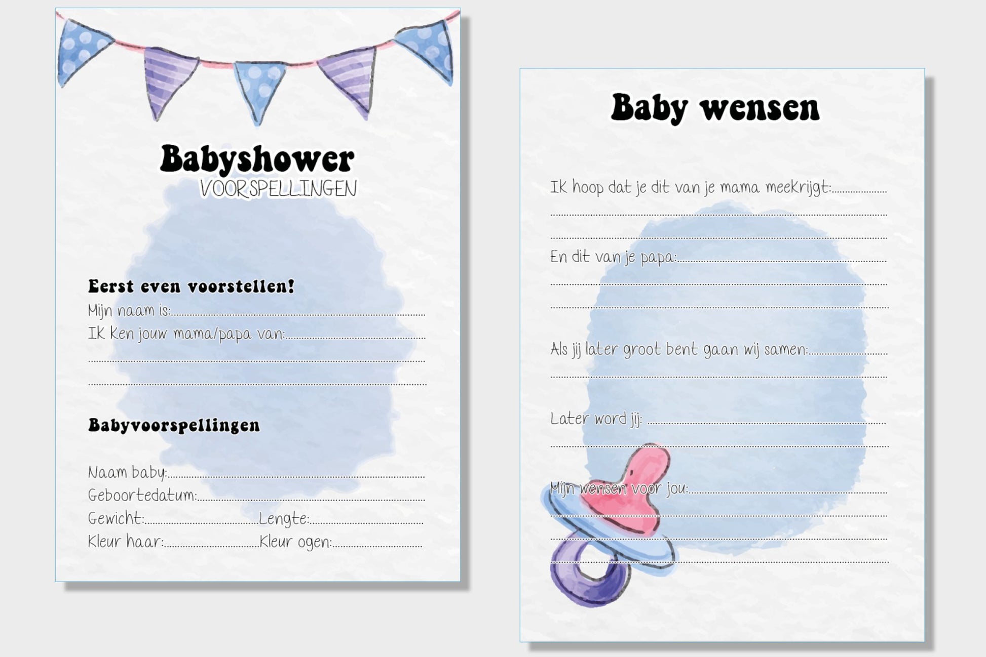 2x20 leuke Babyshowerkaarten | Babyshower | spelletje invulkaarten (A5 formaat) 2x20Babyshower05 - Ricard Pictogram stickers