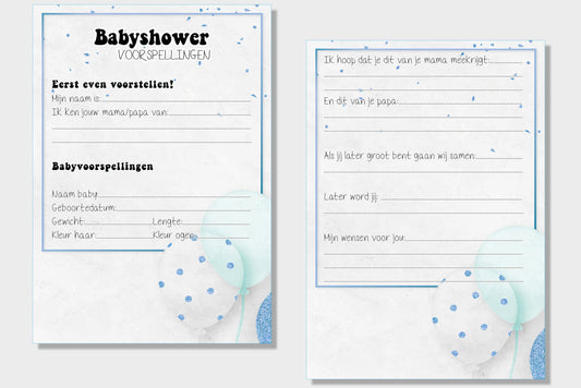 2x20 leuke Babyshowerkaarten | Spelletje invulkaarten (A5 formaat) 2x20Babyshower08 - Ricard Pictogram stickers -