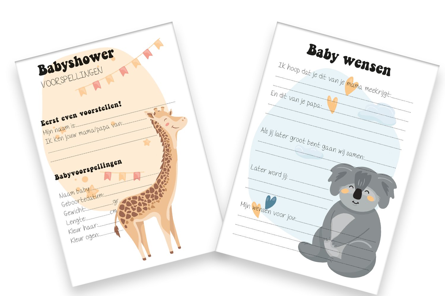 leuke Babyshowerkaarten | Babyshower | spelletje invulkaarten (A5 formaat) 2x20Babyshower10 - Ricard Pictogram stickers