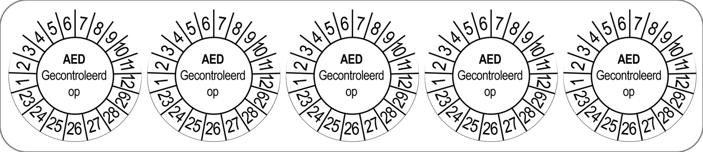 50 Keuringsstickers Aed gecontroleerd op: Rond 35 mm jaartal 23 tot 29 - Ricard Pictogram stickers -