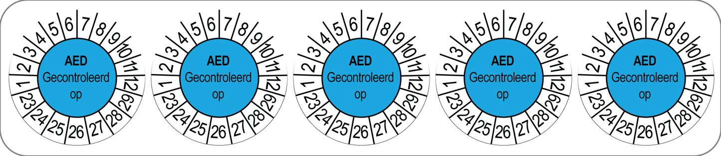 50 Keuringsstickers Aed gecontroleerd op: Rond 35 mm jaartal 23 tot 29 - Ricard Pictogram stickers -