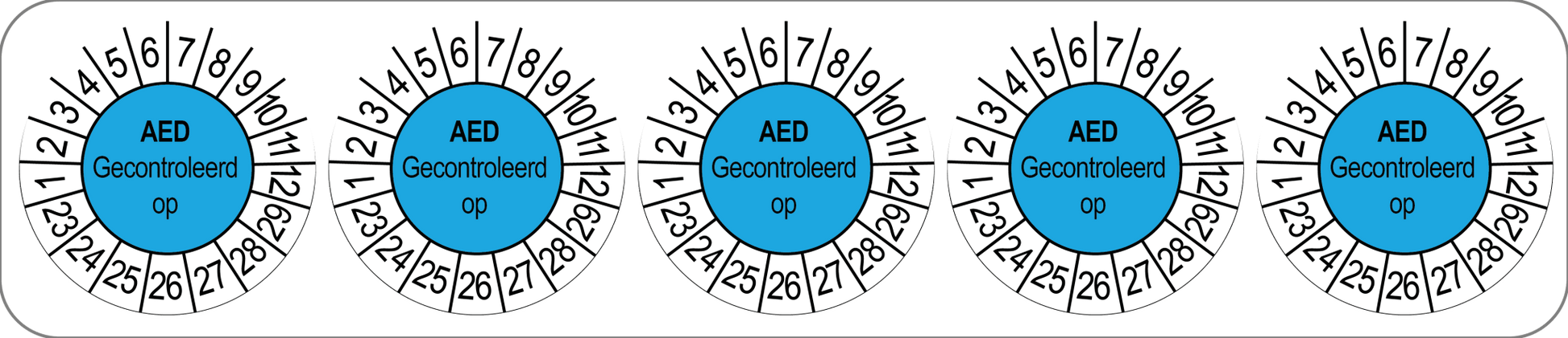 50 Keuringsstickers Aed gecontroleerd op: Rond 35 mm jaartal 23 tot 29 - Ricard Pictogram stickers -