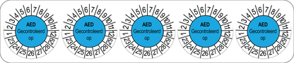 50 Keuringsstickers Aed gecontroleerd op: Rond 35 mm jaartal 23 tot 29 - Ricard Pictogram stickers -