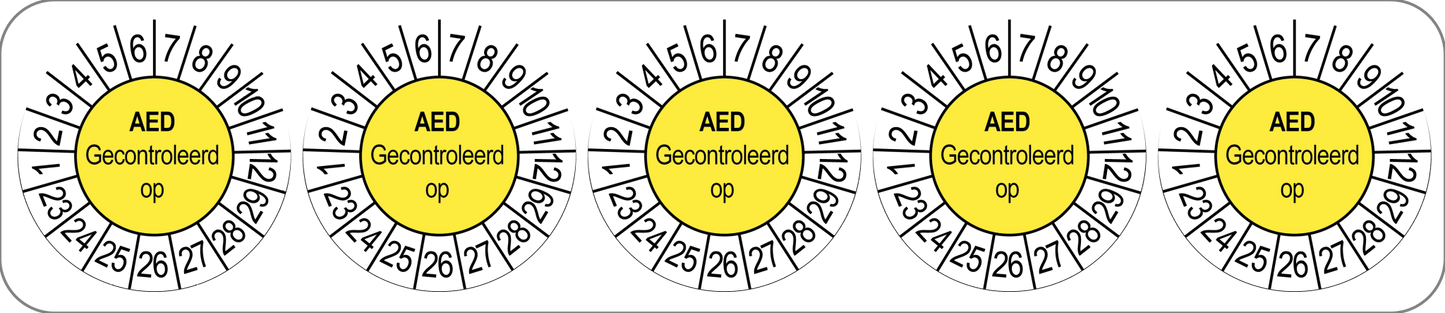 50 Keuringsstickers Aed gecontroleerd op: Rond 35 mm jaartal 23 tot 29 - Ricard Pictogram stickers -