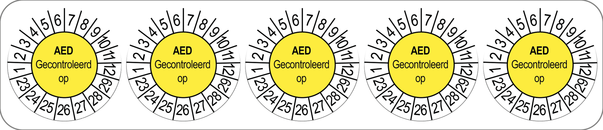 50 Keuringsstickers Aed gecontroleerd op: Rond 35 mm jaartal 23 tot 29 - Ricard Pictogram stickers -