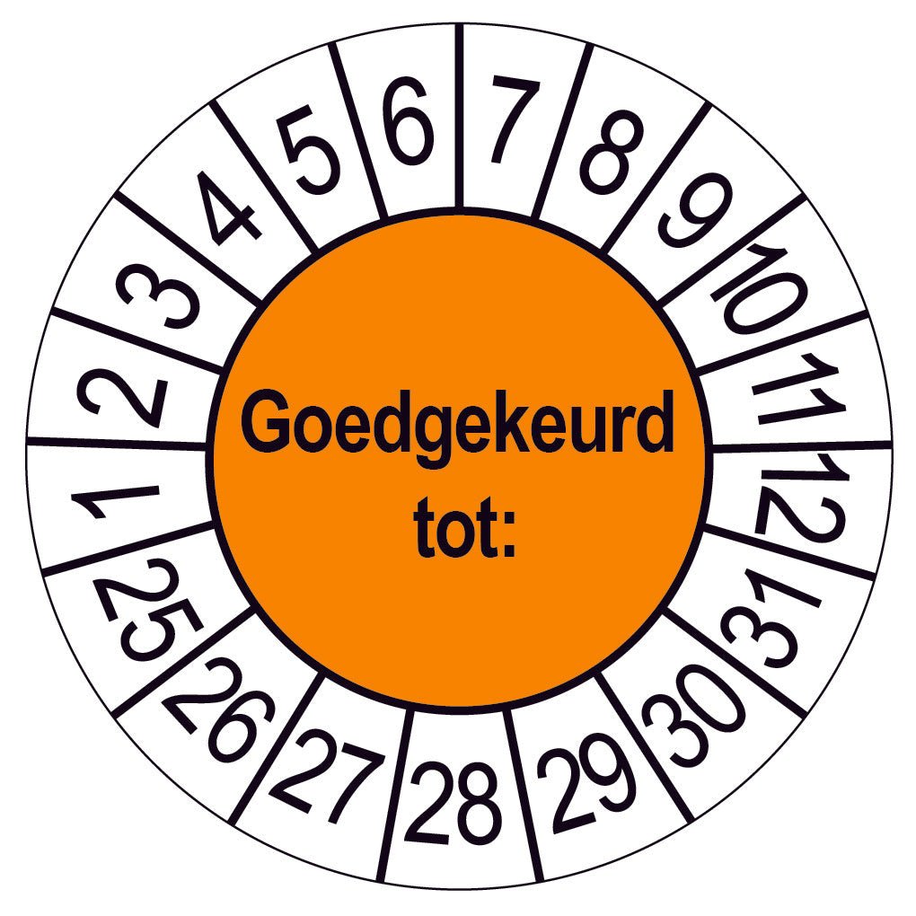 50 Keuringsstickers Goedgekeurd tot: Rond 35 mm strips van 5 stuks - Ricard Pictogram stickers - 8718133049804