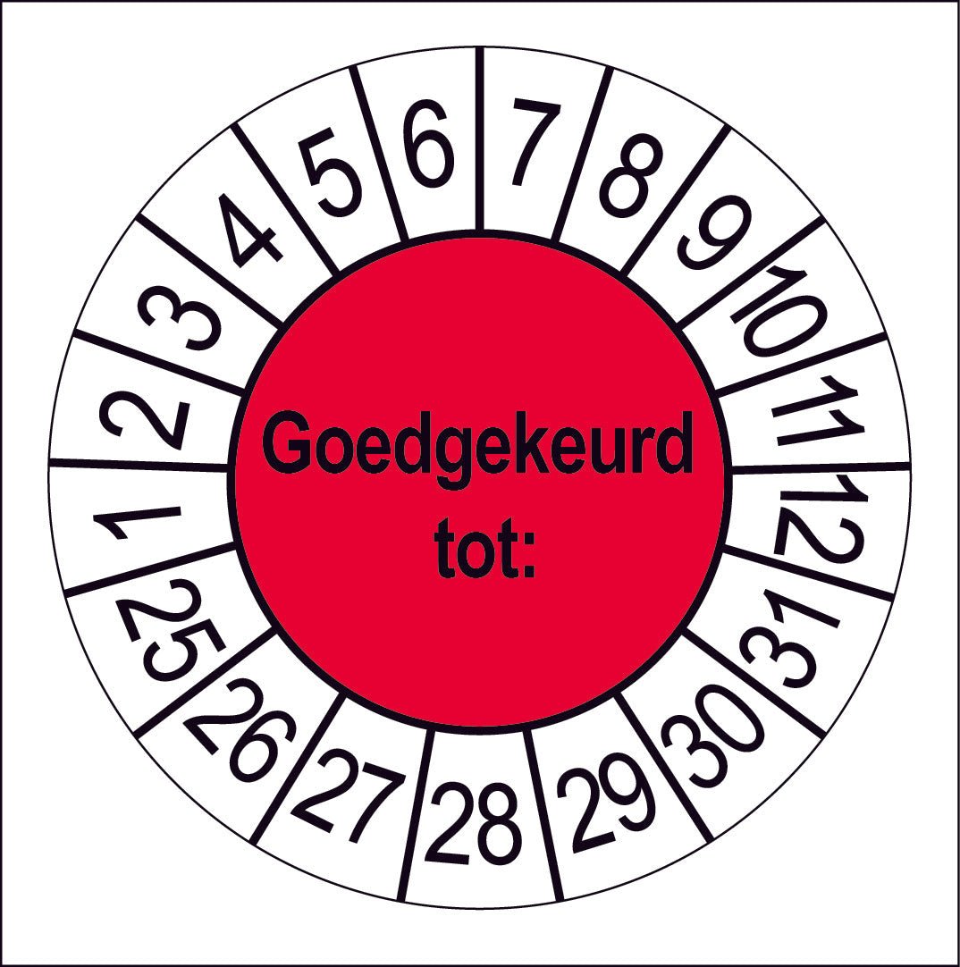 50 Keuringsstickers Goedgekeurd tot: Rond 35 mm strips van 5 stuks - Ricard Pictogram stickers - 8718133049910