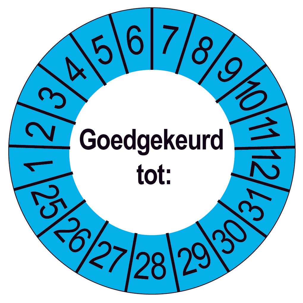 50 Keuringsstickers Goedgekeurd tot: Rond 35 mm strips van 5 stuks - Ricard Pictogram stickers - 8718133049972