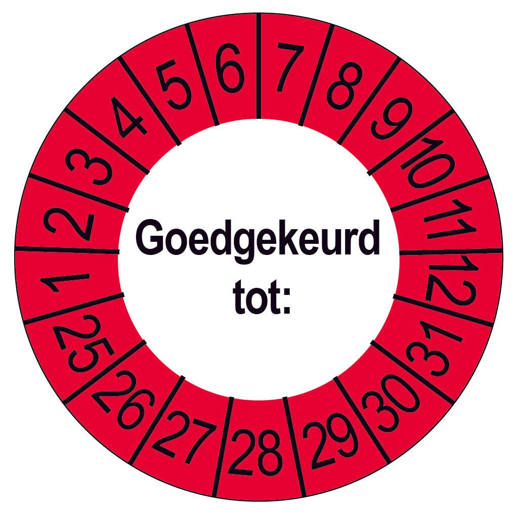 50 Keuringsstickers Goedgekeurd tot: Rond 35 mm strips van 5 stuks - Ricard Pictogram stickers - 8718133050022