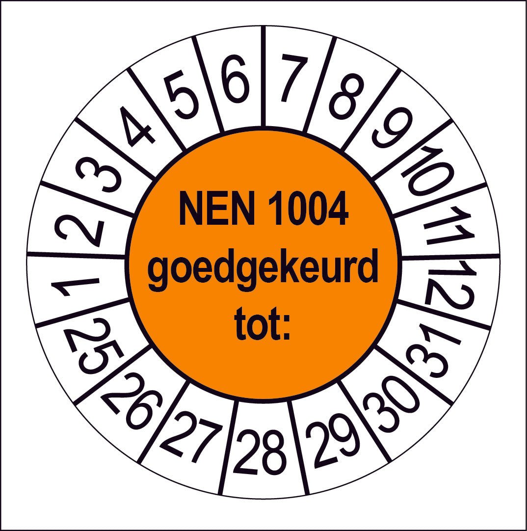50 Keuringsstickers NEN 1004 Goedgekeurd tot: Rond 35 mm strips van 5 stuks - Ricard Pictogram stickers - 8718133050152