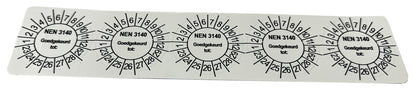 50 Keuringsstickers NEN 3140 Rond 35 mm Strips van 5 stuks - Ricard Pictogram stickers -