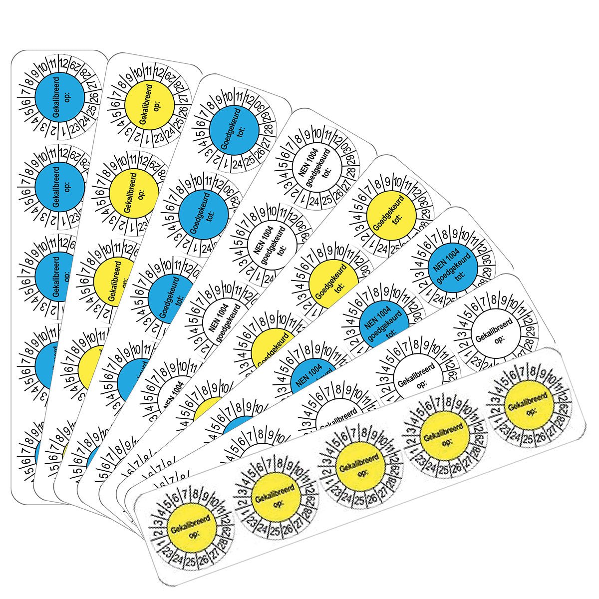 50 Keuringsstickers Scope 12 tot: Rond 35 mm Strips van 5 stuks - Ricard Pictogram stickers - 8718133048654