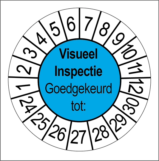 50 Keuringsstickers Visueel inspectie Goedgekeurd tot: Rond 35 mm Strips van 5 stuks - Ricard Pictogram stickers