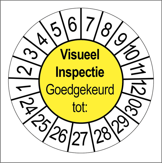 50 Keuringsstickers Visueel inspectie Goedgekeurd tot: Rond 35 mm Strips van 5 stuks - Ricard Pictogram stickers -