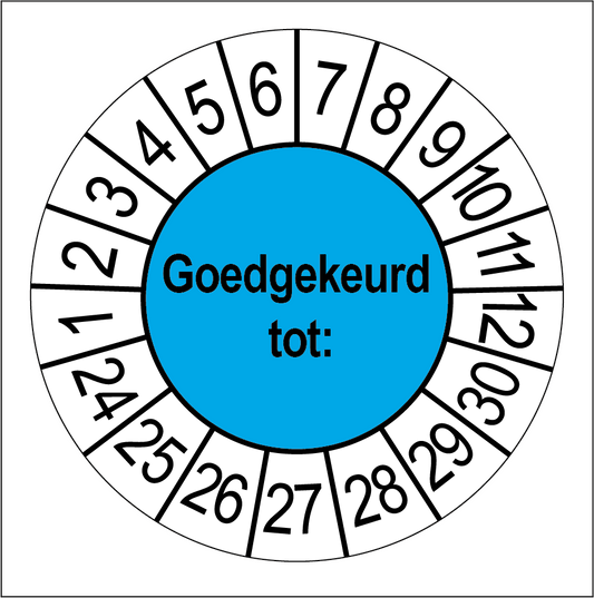 500 Keuringsstickers Goedgekeurd tot: Rond 35 mm strips van 5 stuks - Ricard Pictogram stickers - 8718133050244