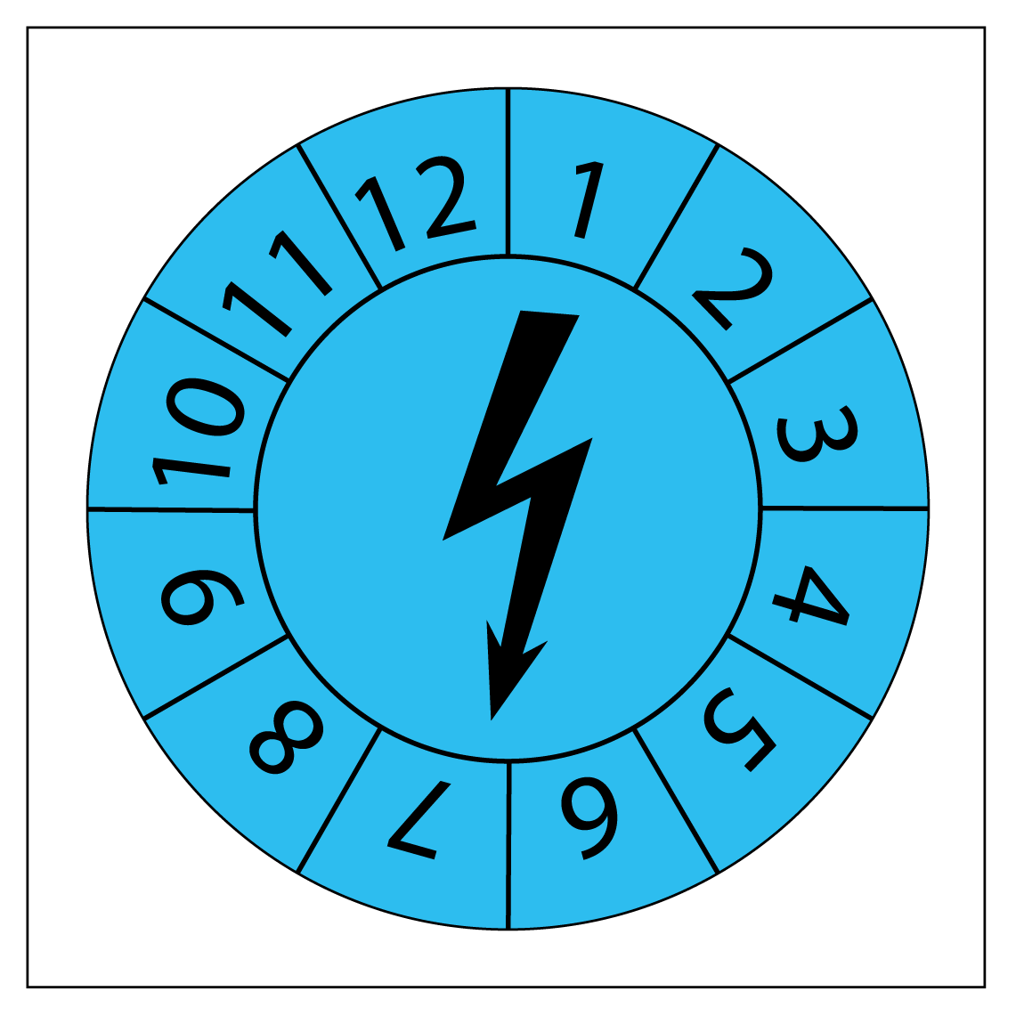 50x Elektrische keuringssticker 30 mm Rond | 5 sticker op een strip - Ricard Pictogram stickers - 8718133054082