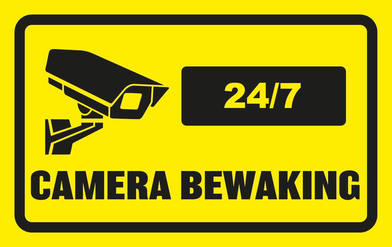 5x Camera Bewaking stickers Gele achtergrond zwarte opdruk - Ricard Pictogram stickers -