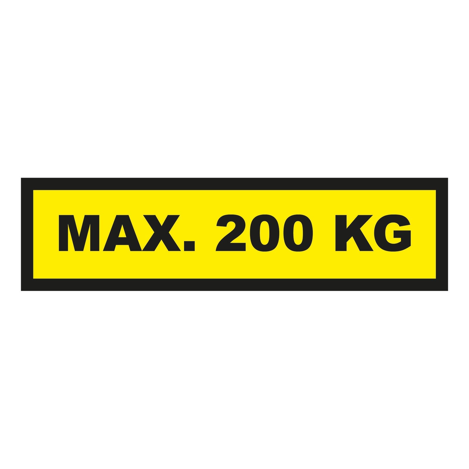 Waarschuwingssticker max. 200 kg 300x75mm - geel/zwart - Ricard