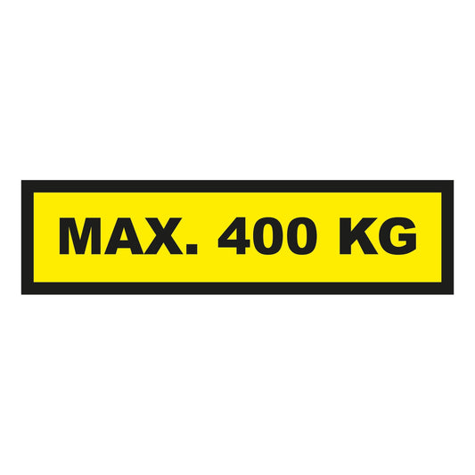 Waarschuwingssticker max. 400 kg 300x75mm - geel/zwart - Ricard