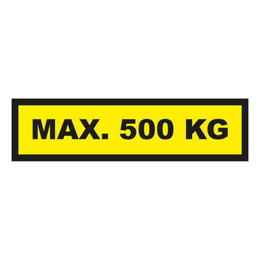 Waarschuwingssticker max. 500 kg 300x75mm - geel/zwart - Ricard