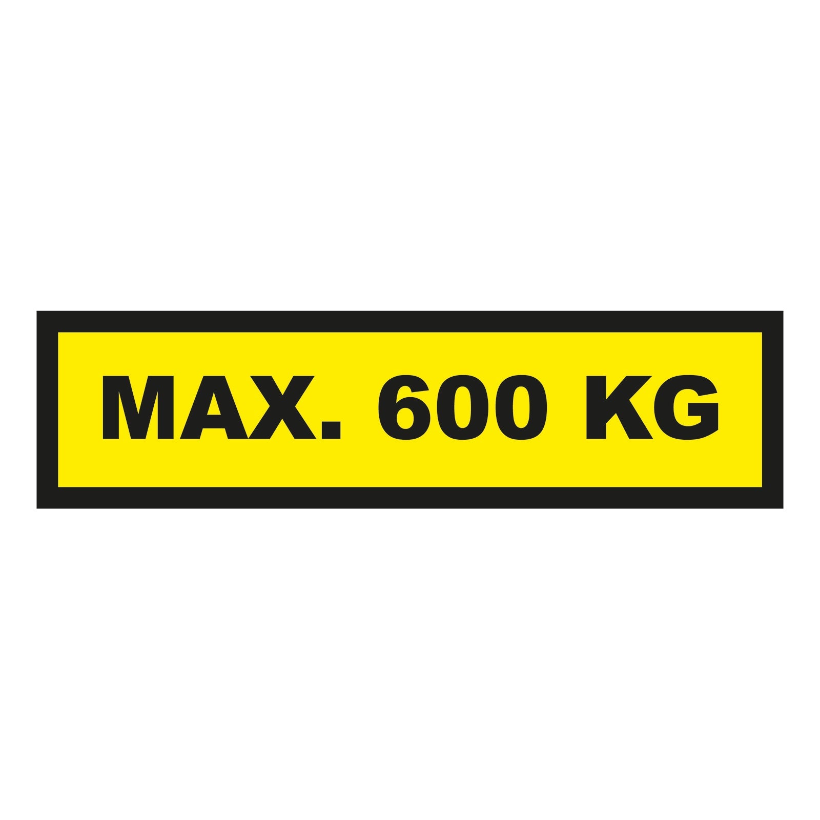 Waarschuwingssticker max. 600 kg 300x75mm - geel/zwart - Ricard