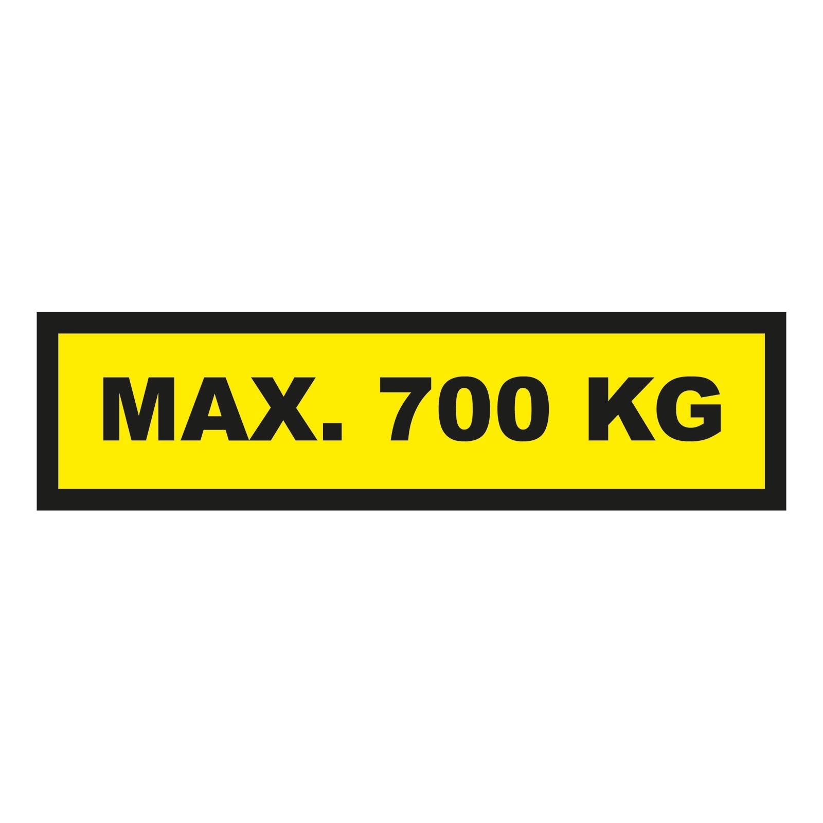 Waarschuwingssticker max. 700 kg 300x75mm - geel/zwart - Ricard