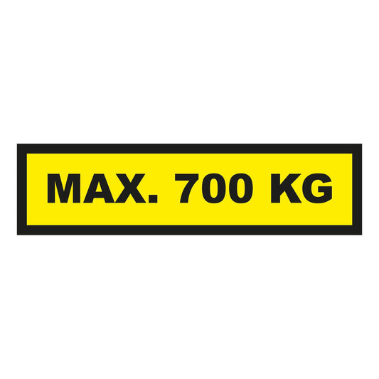 Waarschuwingssticker max. 700 kg 300x75mm - geel/zwart - Ricard
