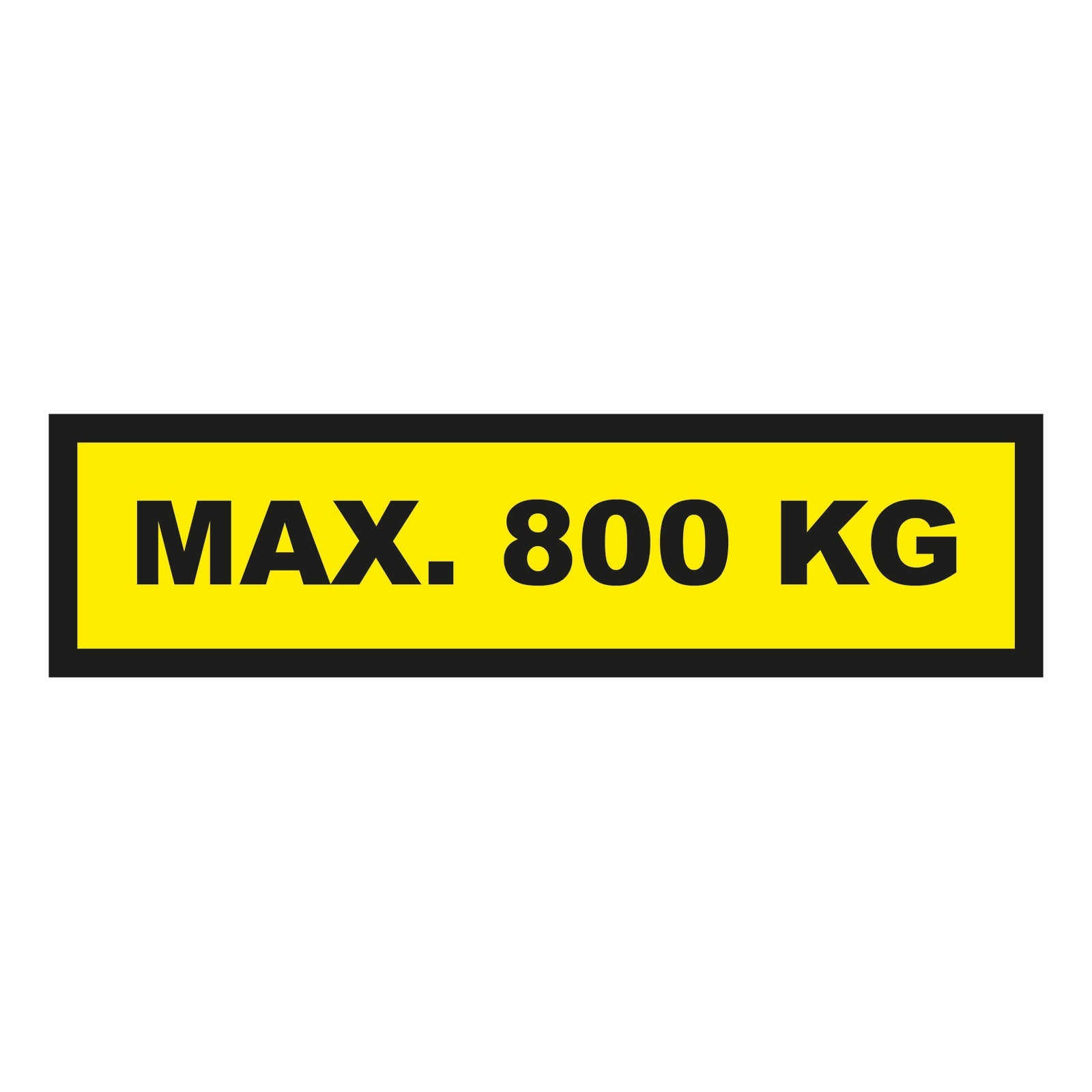 Waarschuwingssticker max. 800 kg 300x75mm - geel/zwart - Ricard