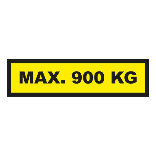 Waarschuwingssticker max. 900 kg 300x75mm - geel/zwart - Ricard