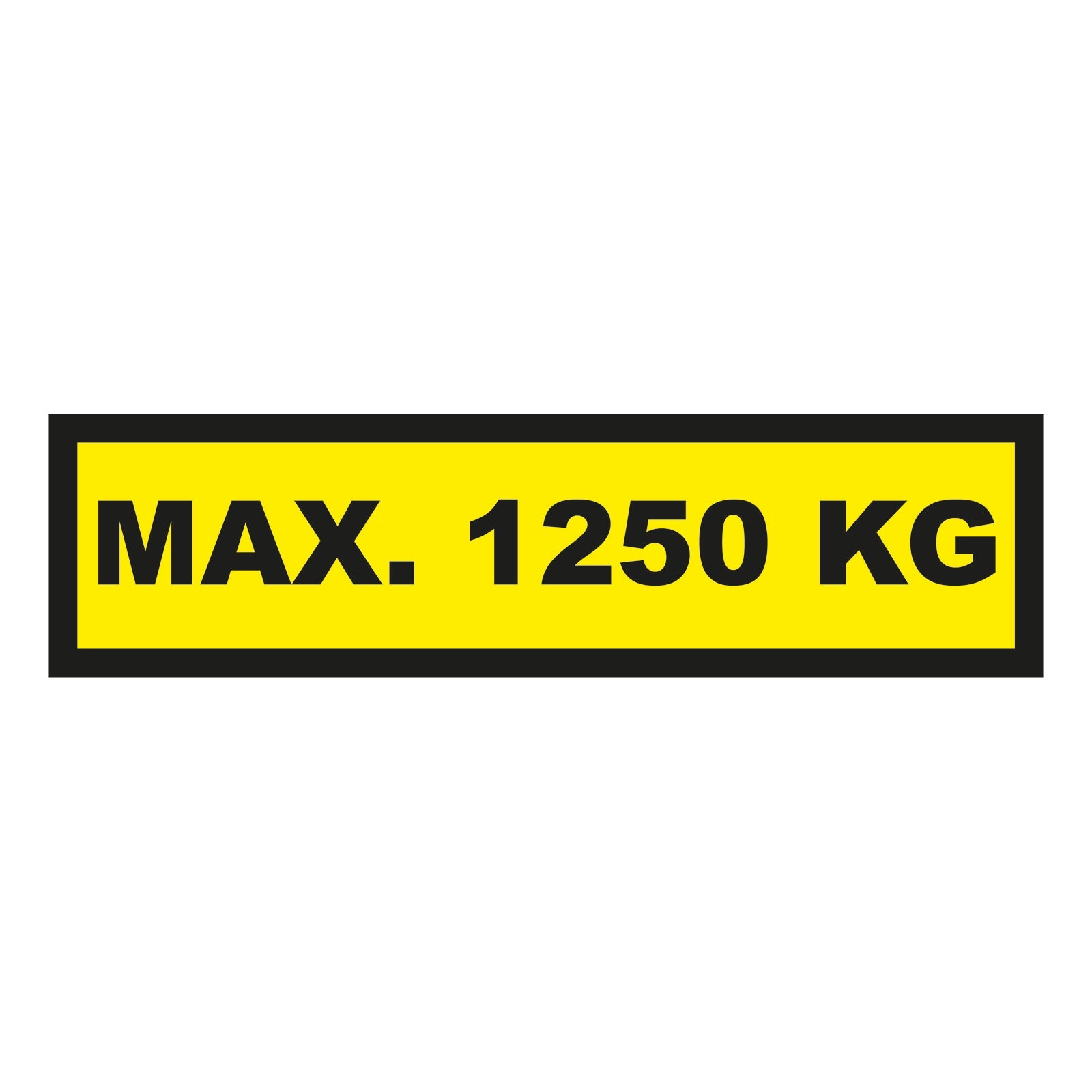 Waarschuwingssticker max. 1250 kg 300x75mm - geel/zwart - Ricard