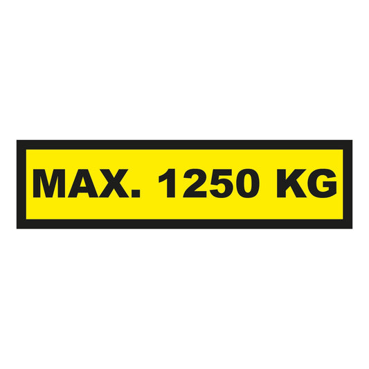 Waarschuwingssticker max. 1250 kg 300x75mm - geel/zwart - Ricard