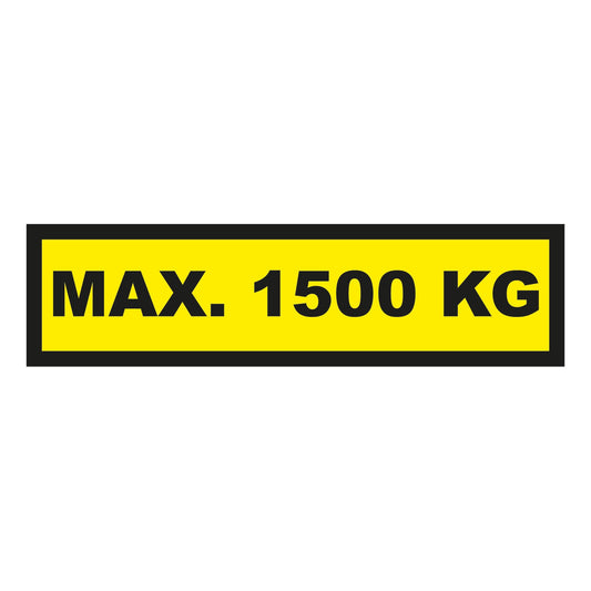 Waarschuwingssticker max. 1500 kg 300x75mm - geel/zwart - Ricard