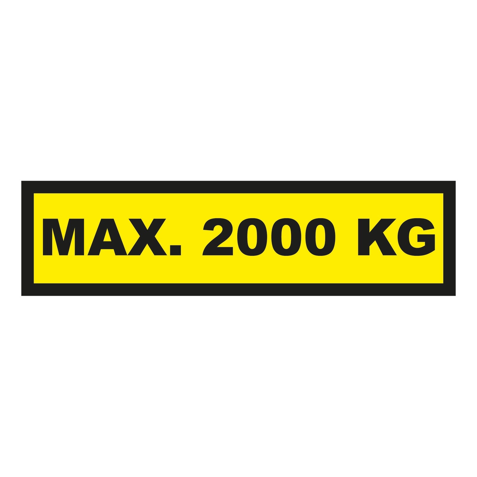 Waarschuwingssticker max. 2000 kg 300x75mm - geel/zwart - Ricard