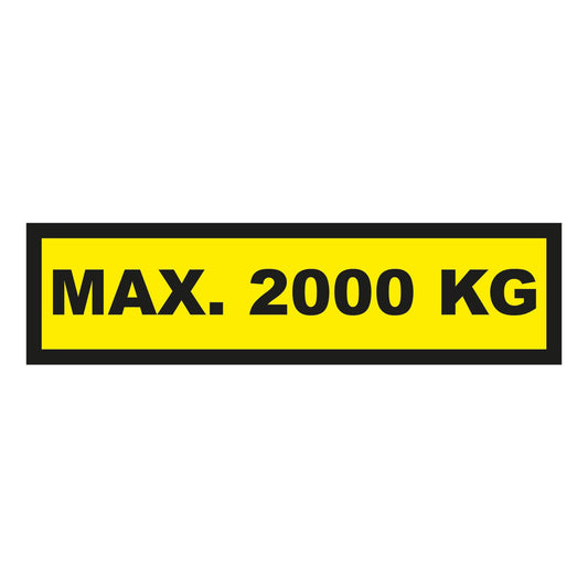 Waarschuwingssticker max. 2000 kg 300x75mm - geel/zwart - Ricard