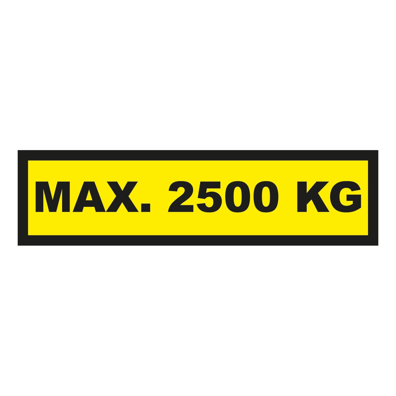 Waarschuwingssticker max. 2500 kg 300x75mm - geel/zwart - Ricard